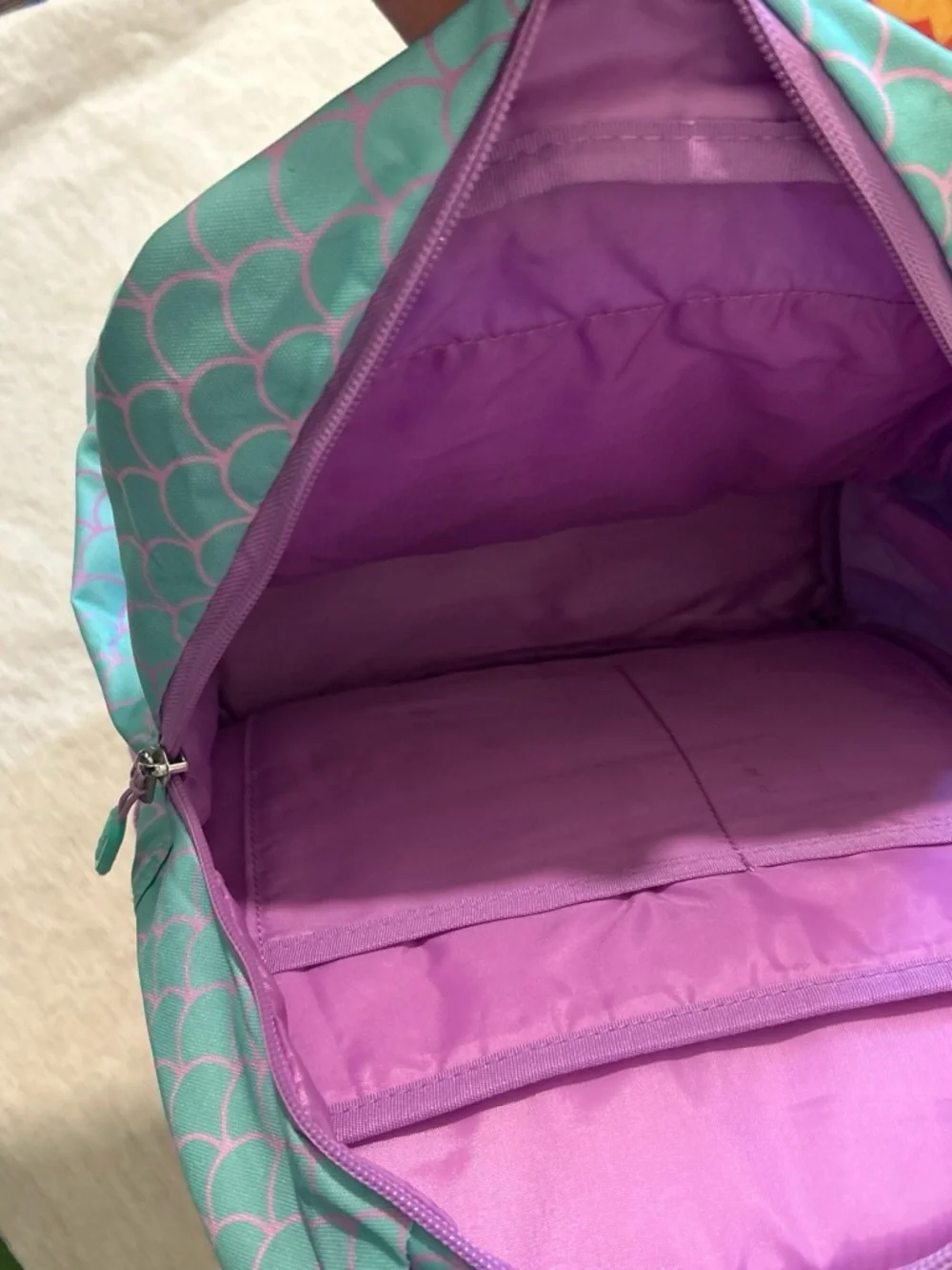 Bentgo Kids Backpack - Aqua Mermaid Scale with Purple Trim